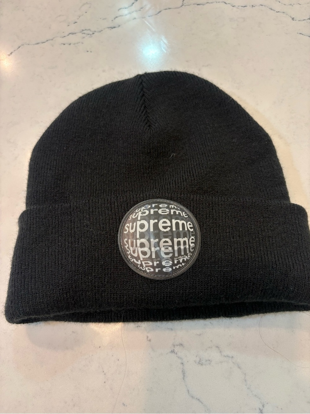 Supreme Lenticular Patch Beanie black